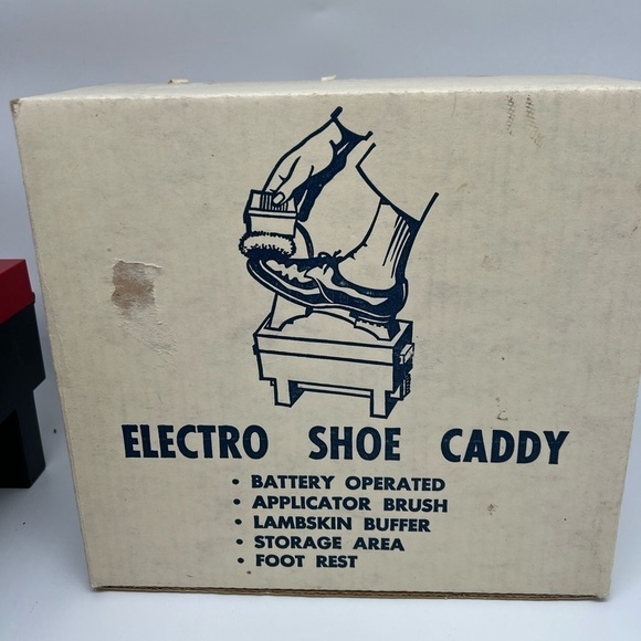 Swank Vintage Battery Operated Electro Shoe Caddy Motorized Buffer Original Box - Picture 3 of 16
